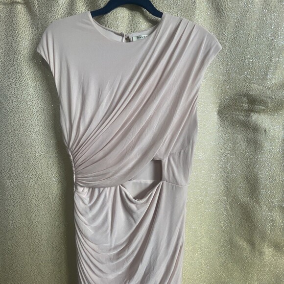 Halston Heritage Draped Jersey Cut Out Criss Cross Side Gathered Pink Dress - Picture 6 of 13